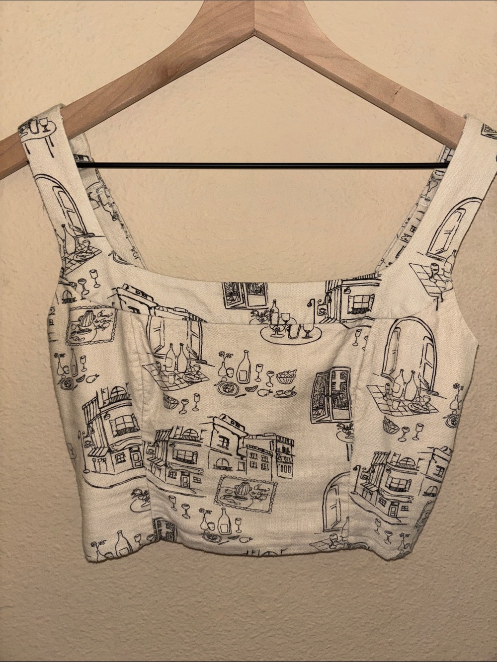Abercrombie And Fitch Linen-Blend Set Top In Beige Pattern